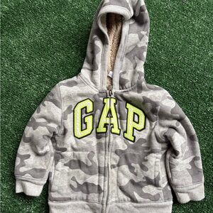 GAP Kids Gray Camo Hoodie with Neon Accents
